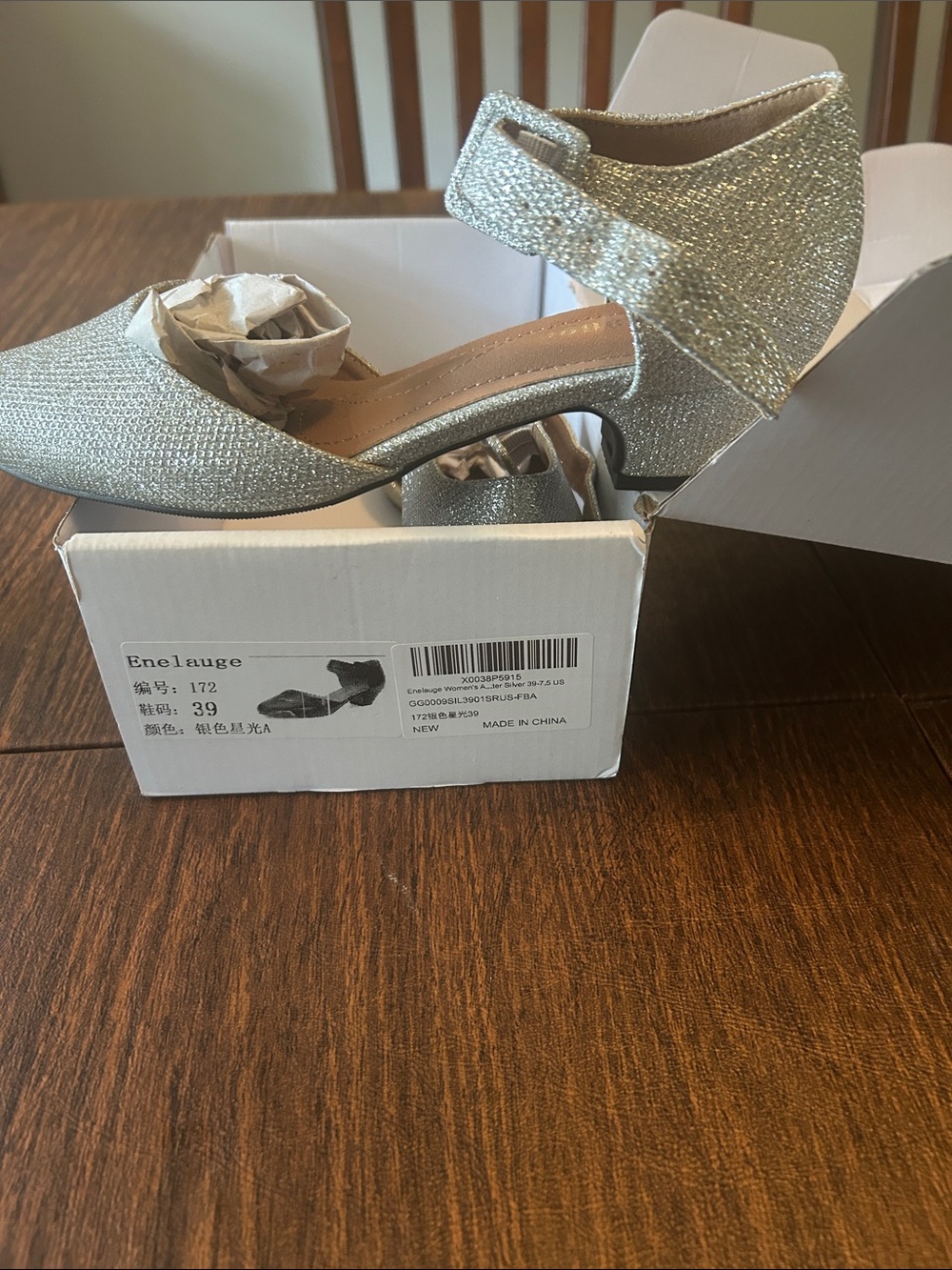 Glitter Ankle-Strap Dress Shoes in Silver